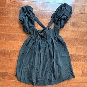 Halara Black Puff-Sleeve Criss-Cross Open Back Mini Dress – Size Small